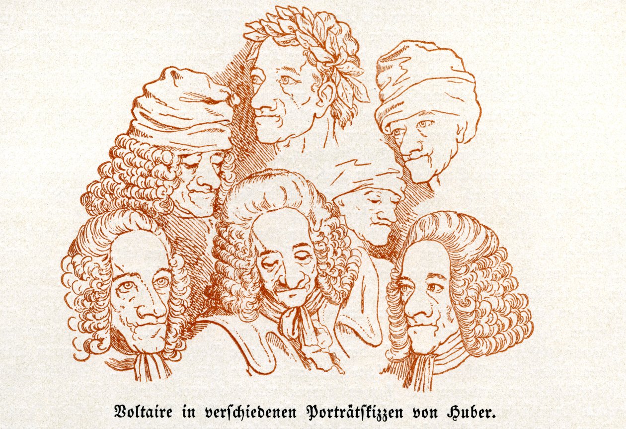 Voltaire. Různé skicované portréty. od Unbekannter Künstler