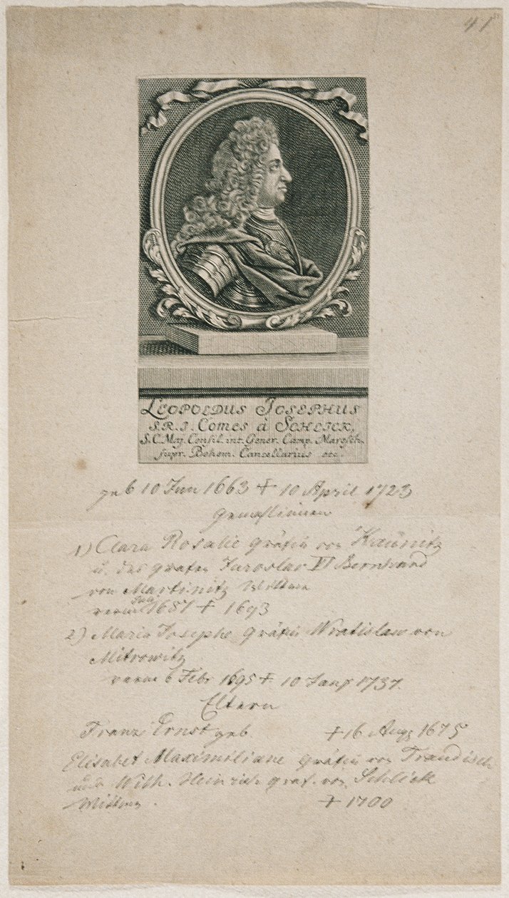 Polní maršál Leopold Joseph von Schlik od Unbekannter Stecher