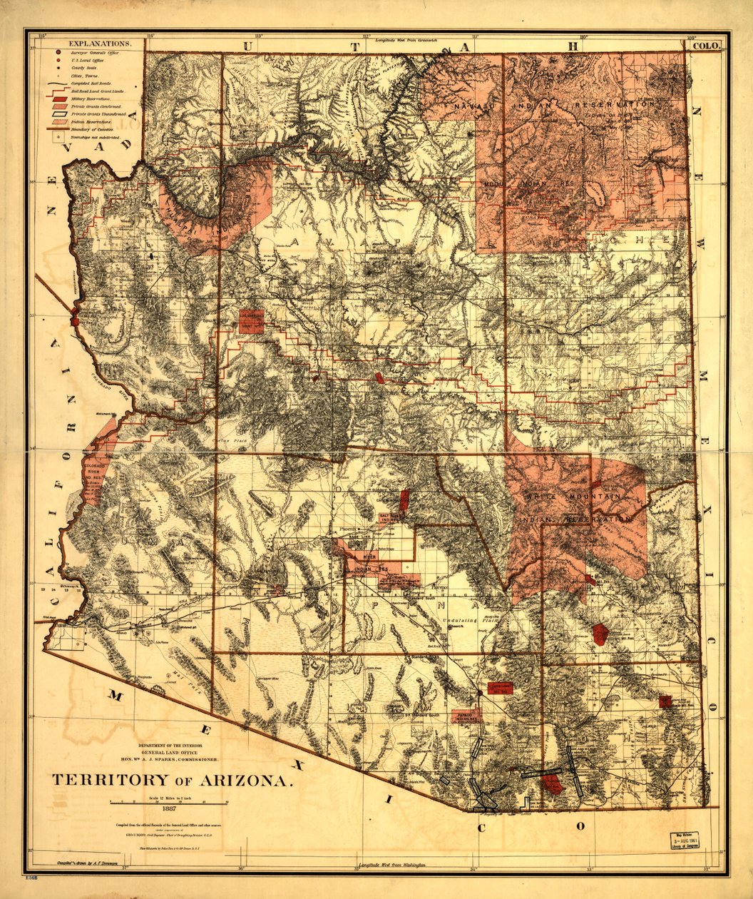 Území Arizony. od United States. General Land Office