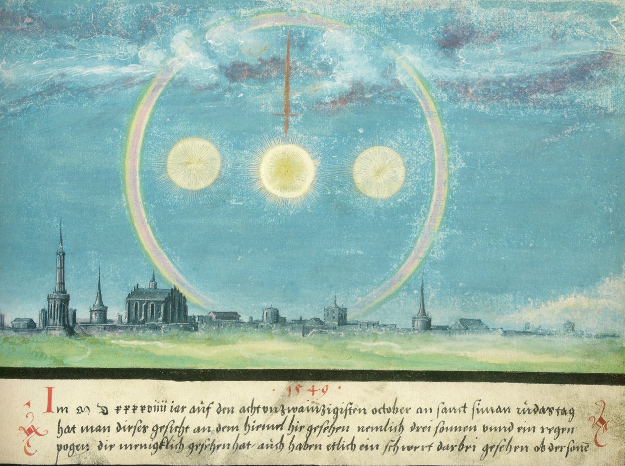 Augsburger Wunderzeichenbuch - Folio 164: Slunce a meč 28. října 1549 od Unknown