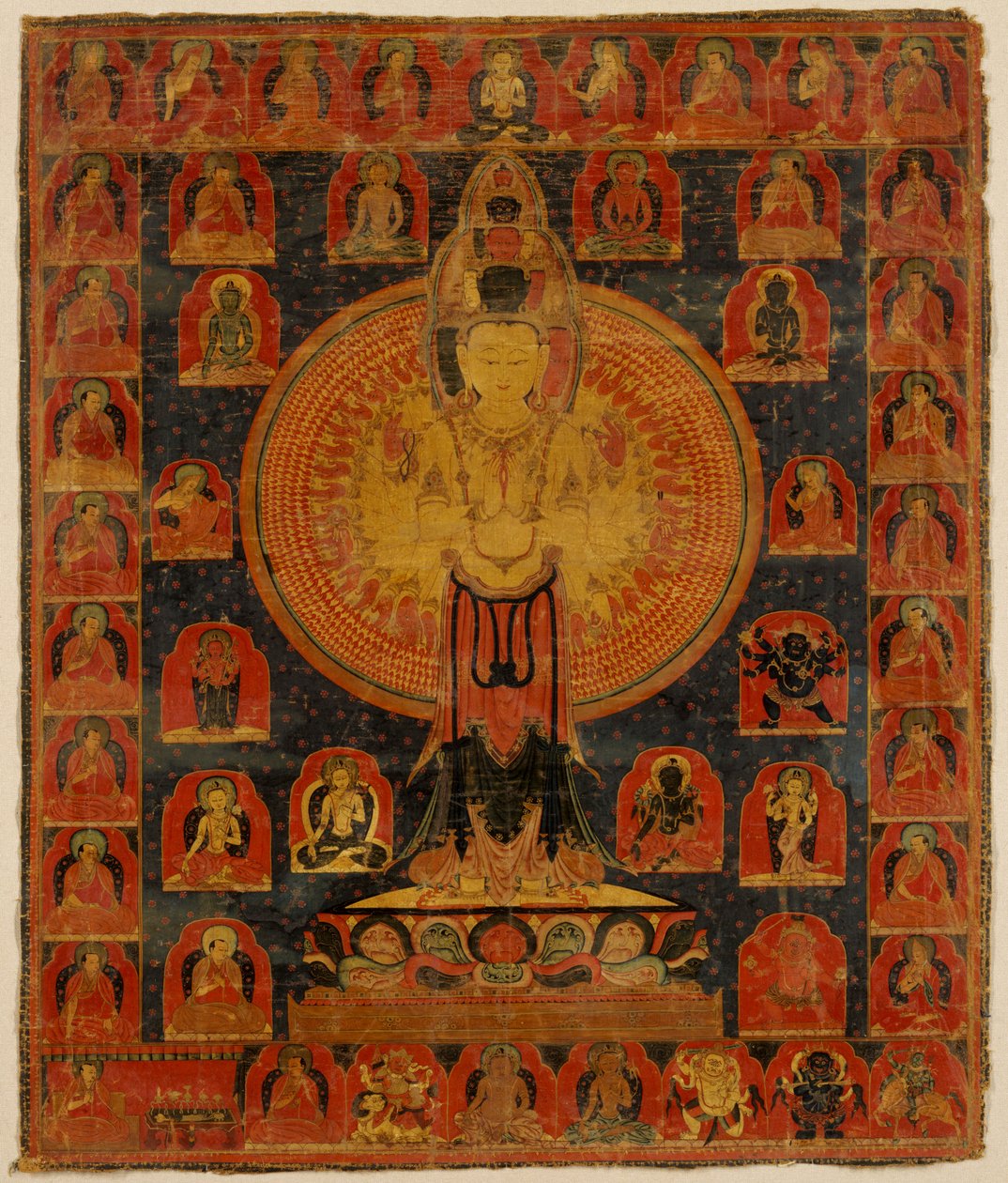 Tisíc ozbrojených Chenresi, kosmická forma Bodhisattva Avalokiteshvara. Tibet. od Unknown