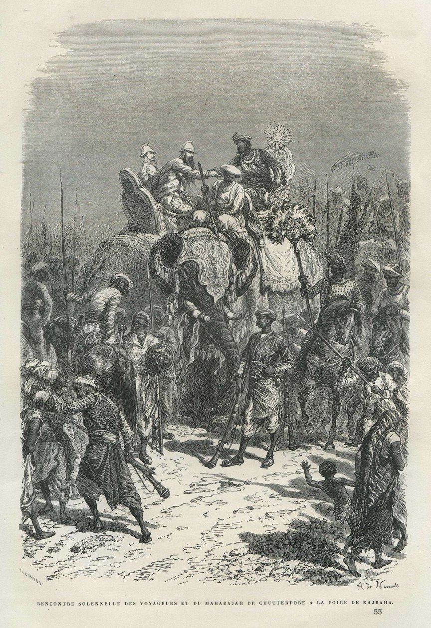 Návštěvníci se setkávají s Maharajahem z Chutterpore v Kajraha [Khajuraho] od Unknown