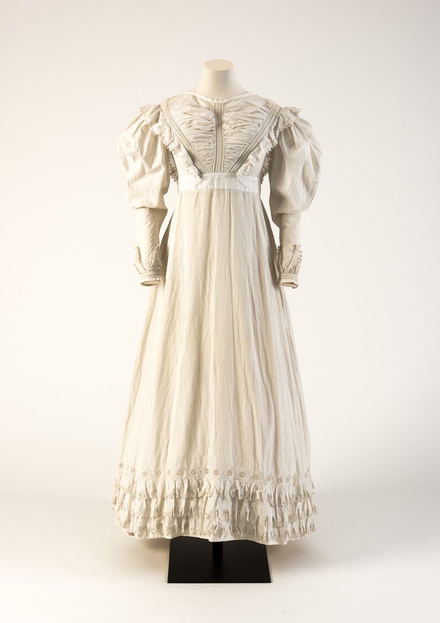 Bílé ručně vyšívané bavlněné šaty, 1824 (bavlna) od Unbekannt Unbekannt