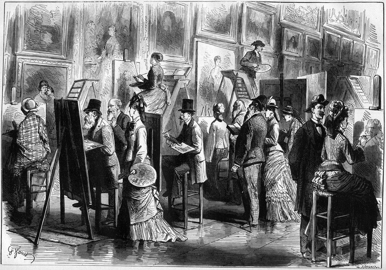 Amatérští malíři v Musee du Louvre od Unknown artist