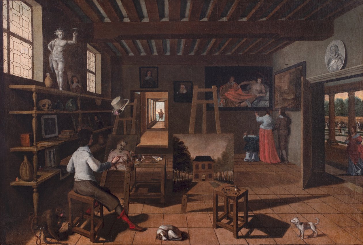 Umělec ve svém ateliéru od Unknown artist