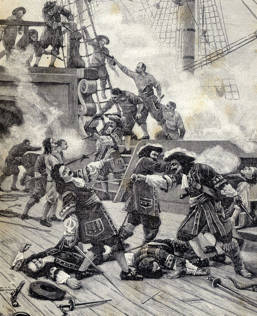 Bitva na lodi - Jean Bart. od Unknown artist