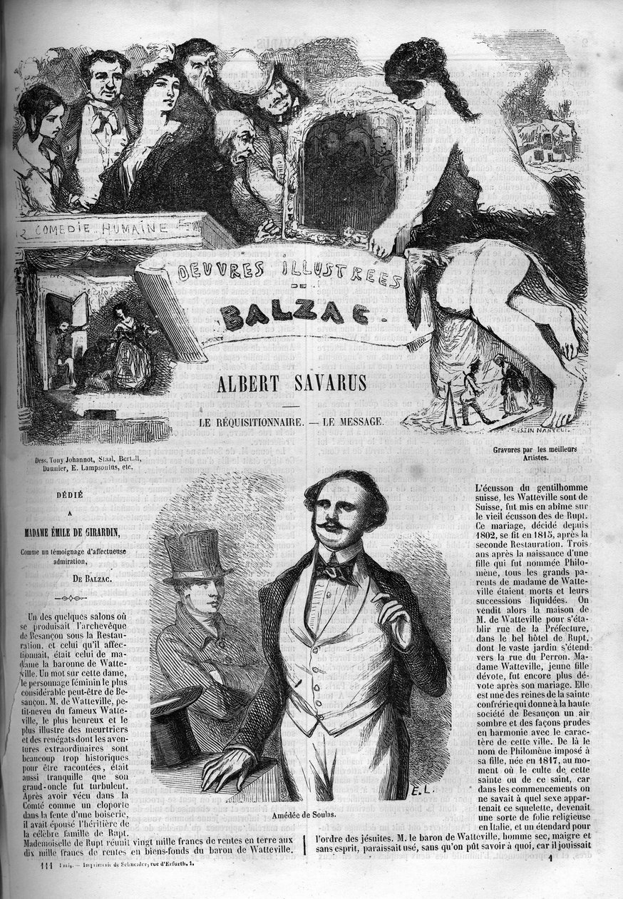 Obálka k románu „“ Albert Savarus „“ od Unknown artist