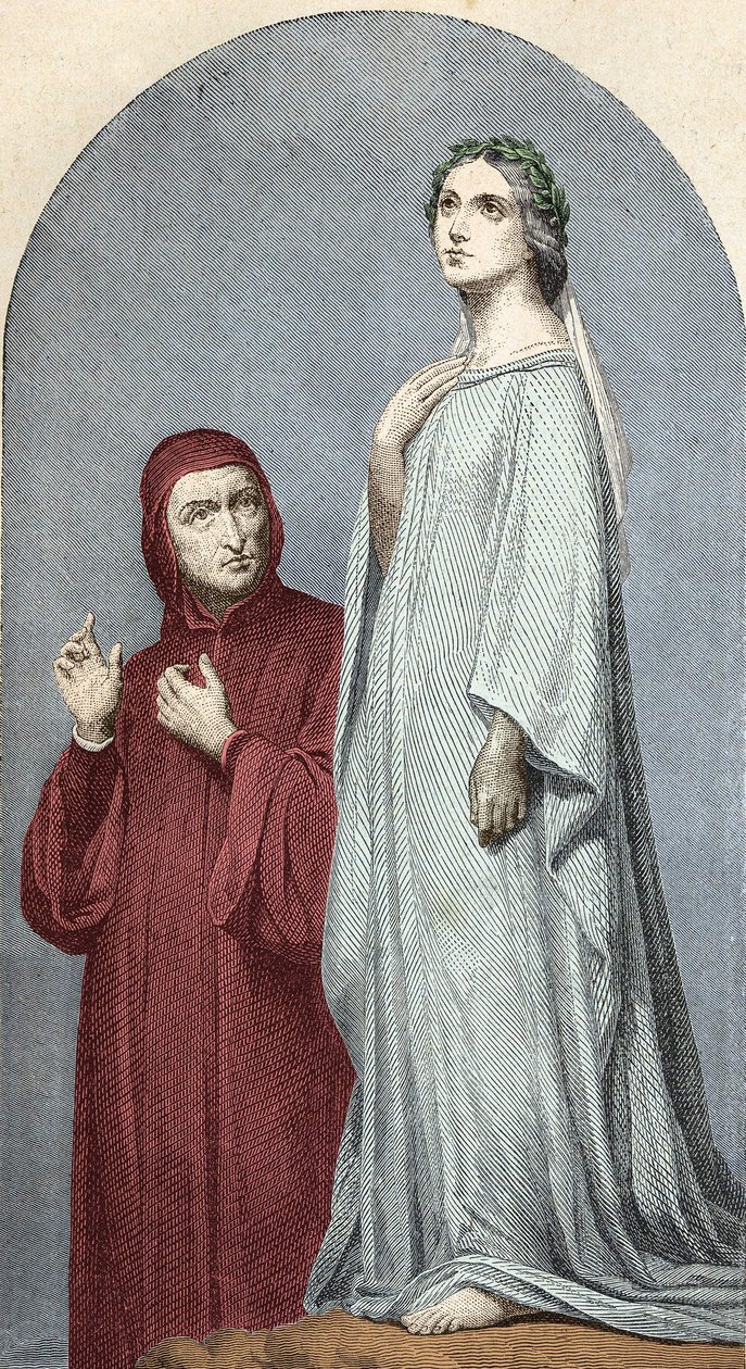 Dante a Beatrice. od Unknown artist