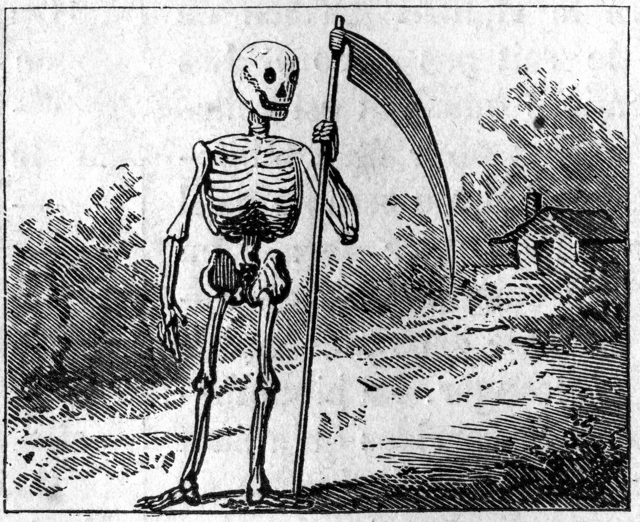 Smrt reprezentovaná falešným. 1860 rytina. od Unknown artist