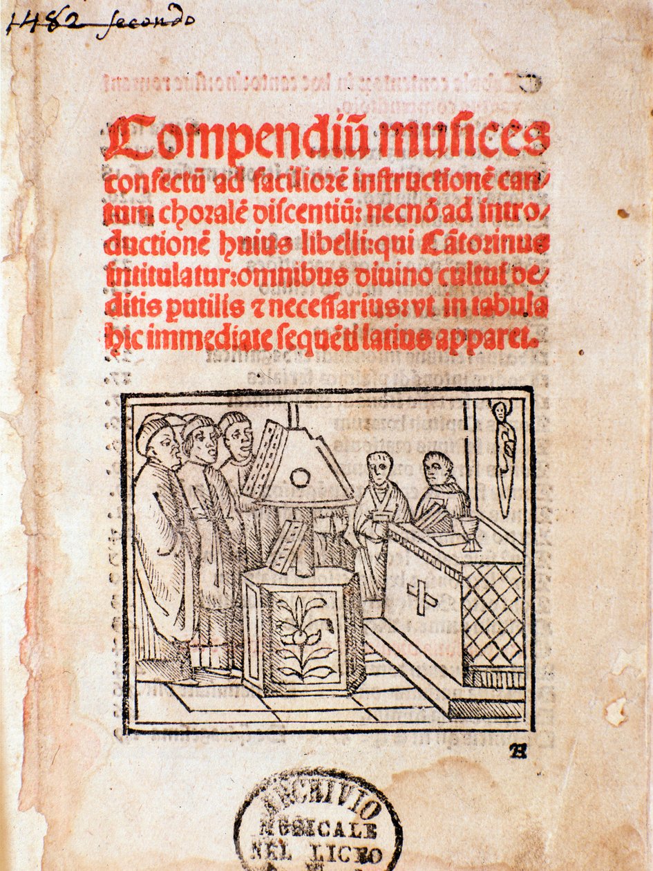 Frontispice of Compendium of Music (hudební sbírka) (1482) od Unknown artist