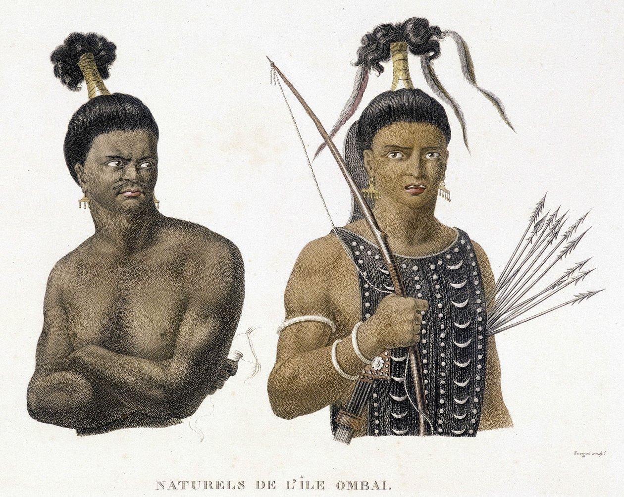 Domorodí obyvatelé ostrova Ombai. od Unknown artist