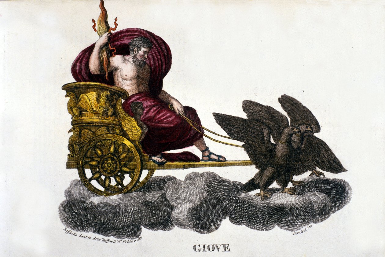 Jupiter (Zeus). 19. století rytina. od Unknown artist