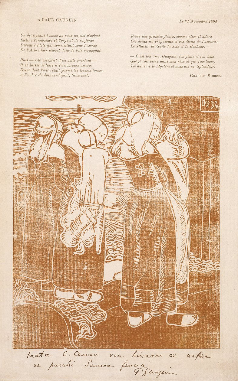Les Bretonnes (The Breton Women) (dřevěný tisk) od Unknown artist