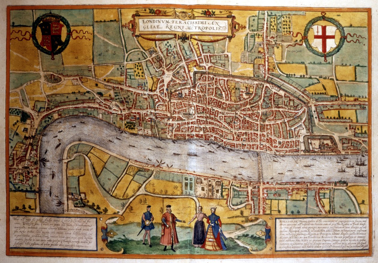 Mapa Londýna v 16. století. od Unknown artist
