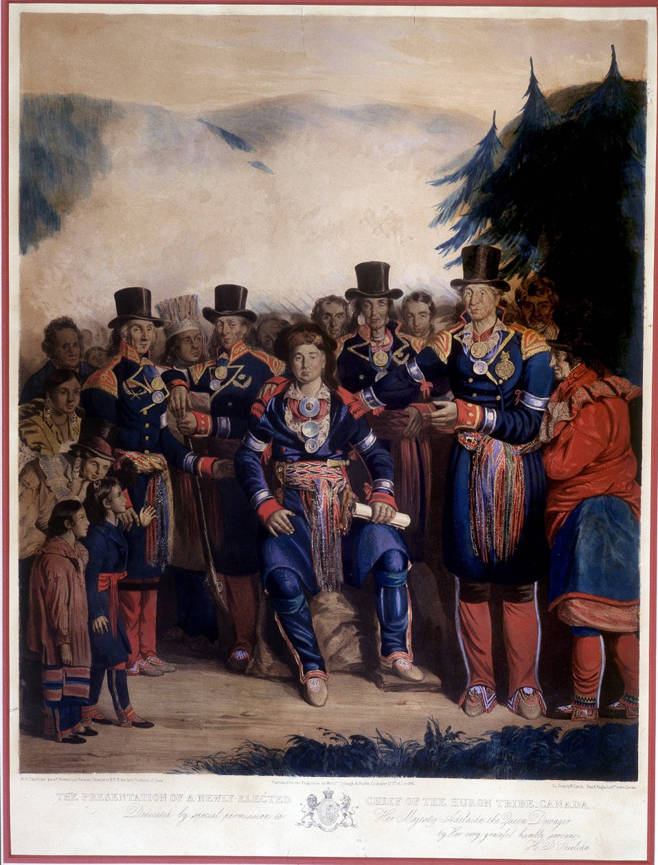 Prezentace nově zvoleného kmene Huronů od Unknown artist