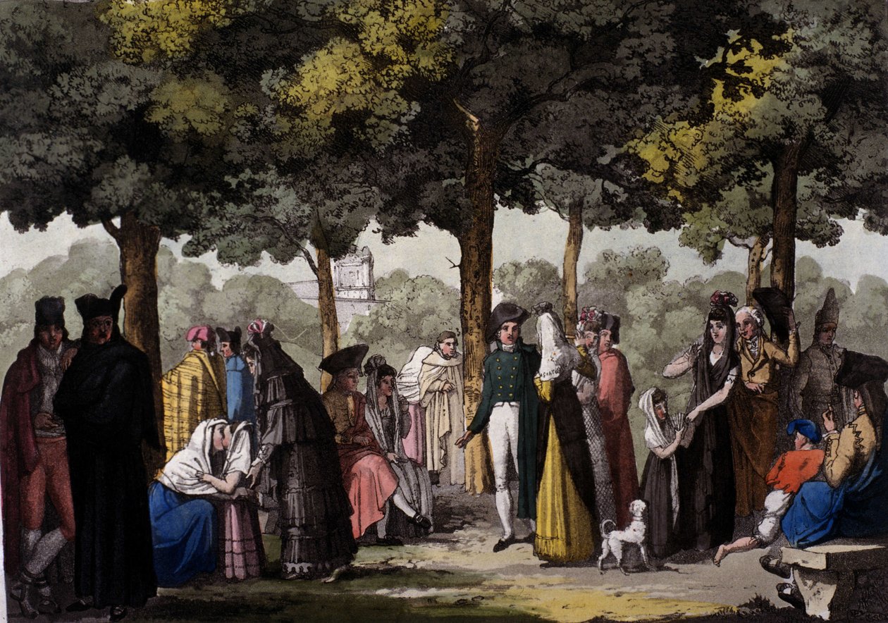 Procházka po Ramblas v Barceloně. 1820. od Unknown artist