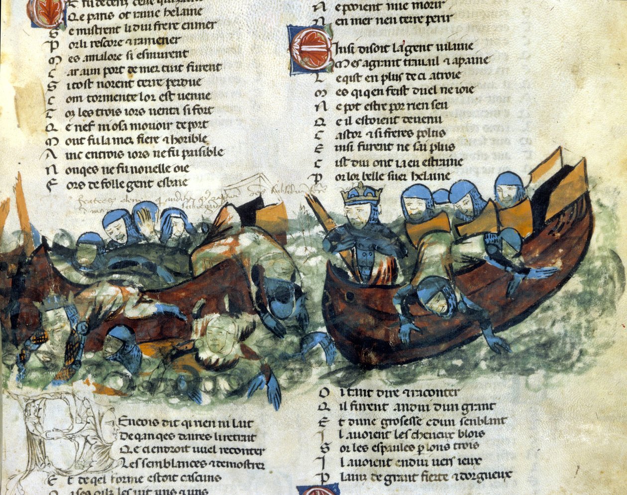Námořní bitva. Miniatura ze 13. století od Unknown artist