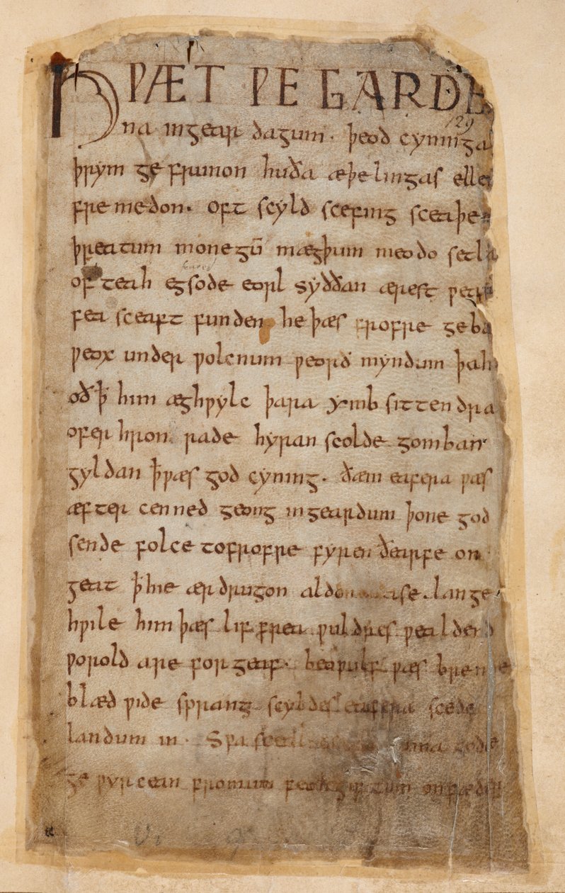Bavlna Vitellius A.XV..132 Počátek Beowulfa od Unknown artist