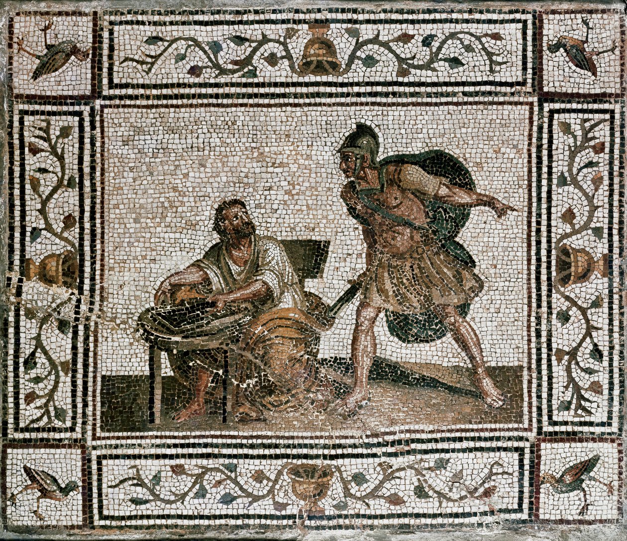 Smrt Archiméda ze Syrakus (mozaika od Unknown artist