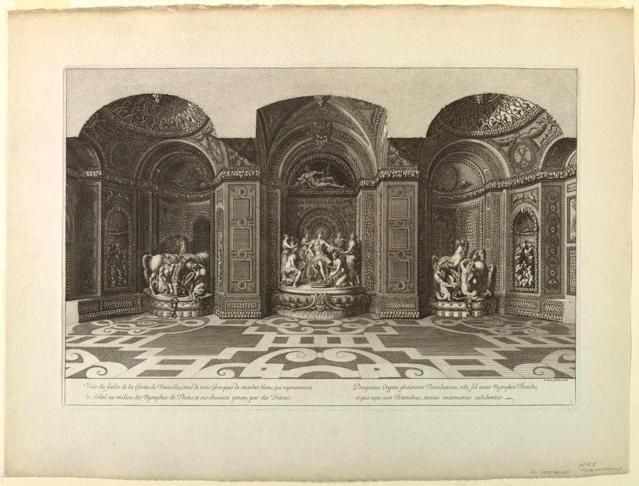 Gravírování: Versailles, Grotto, Interior. od Unknown artist