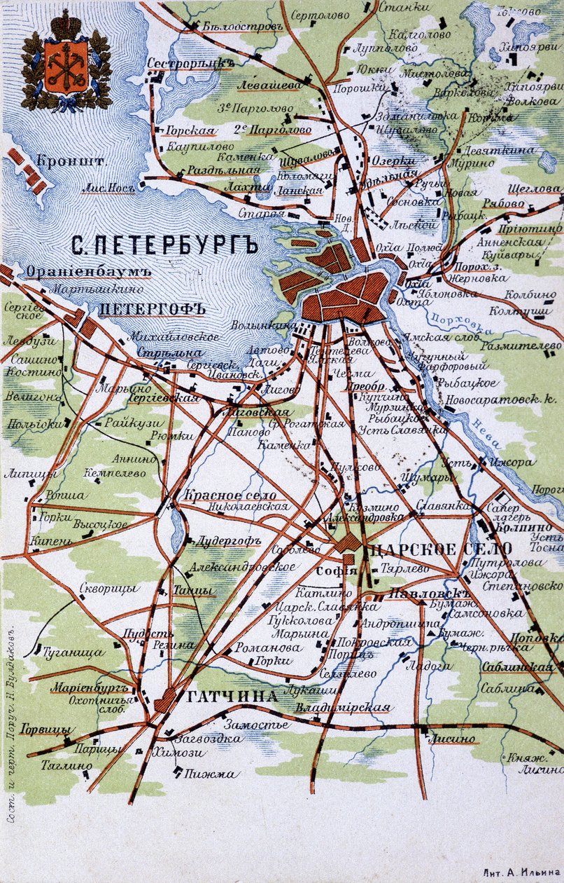 Mapa Petrohradu od Unknown artist