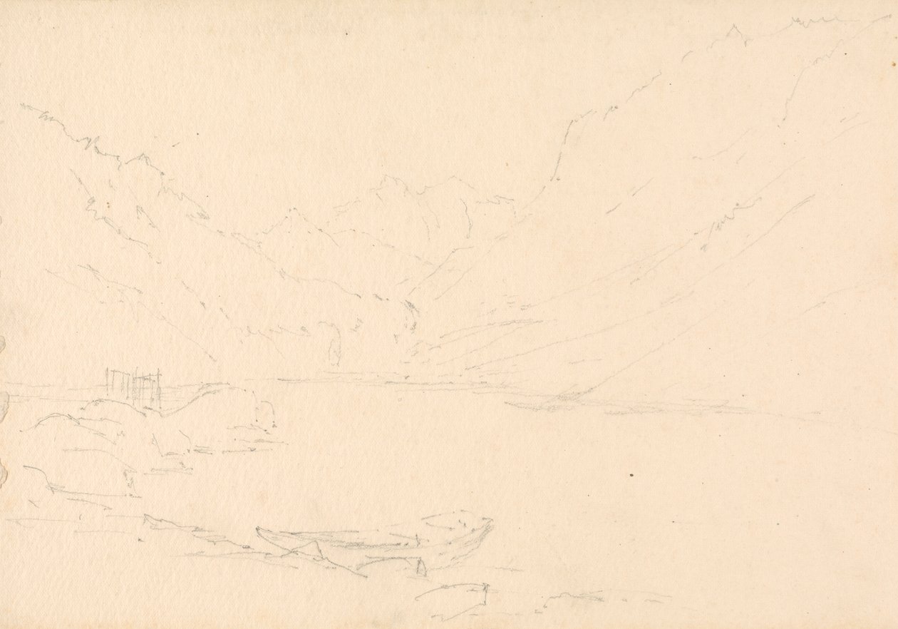 Horská krajina a jezero od Unknown artist