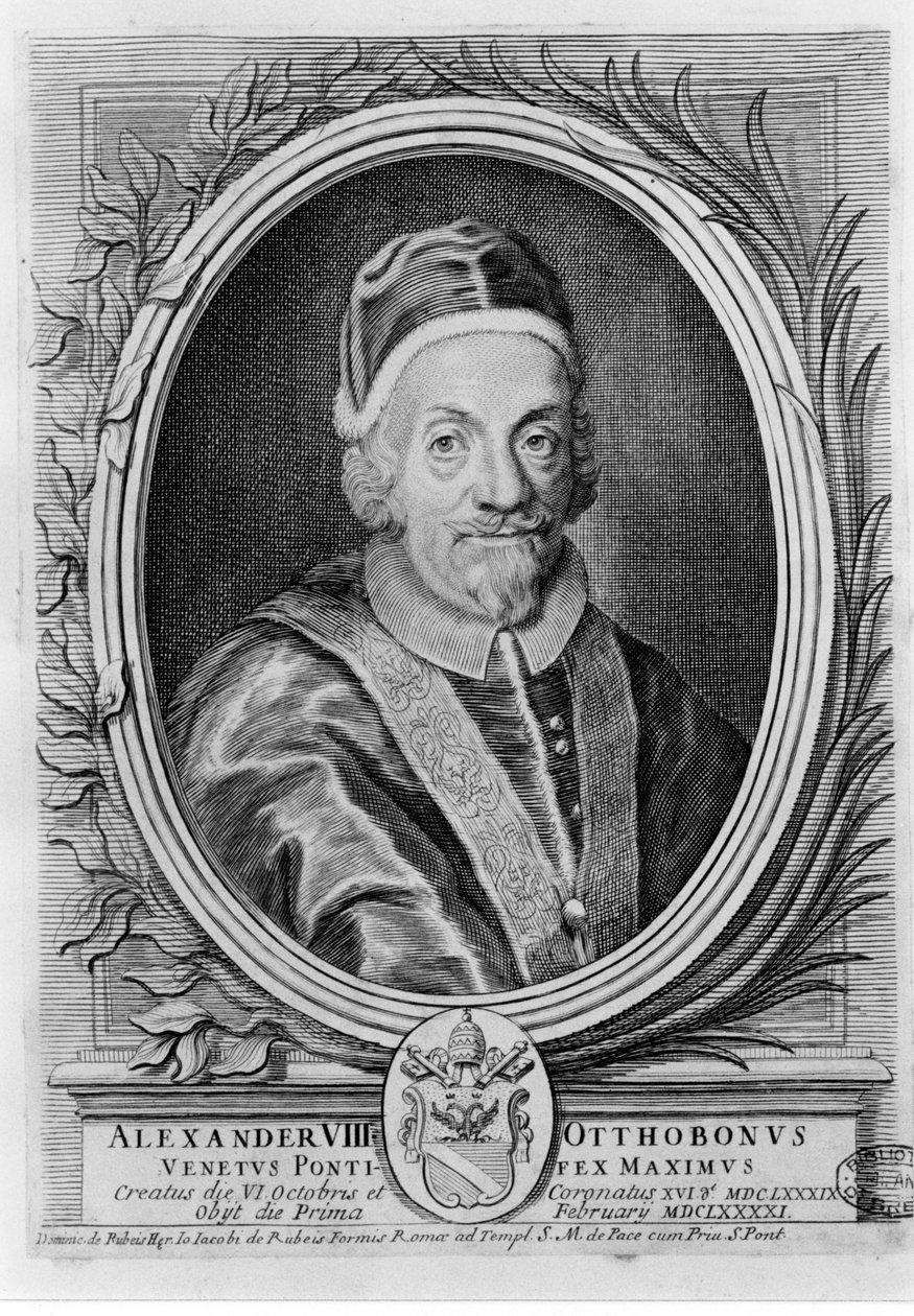 Papež Alexandr VIII. (1610 - 1691). od Unknown artist