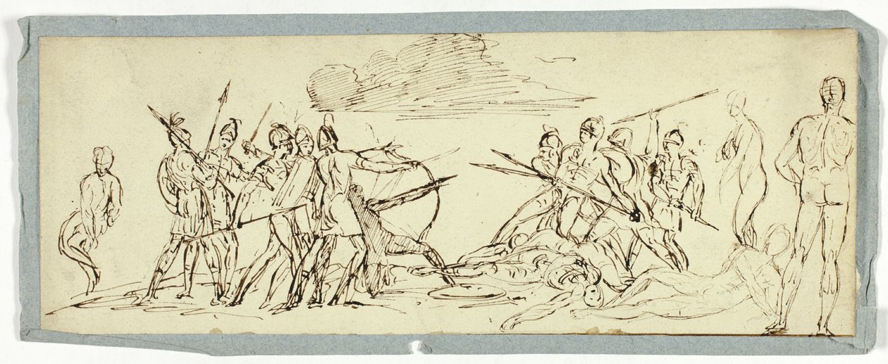 Sketch of Battle Scene (recto); Fregata (na druhou stranu) od Unknown artist