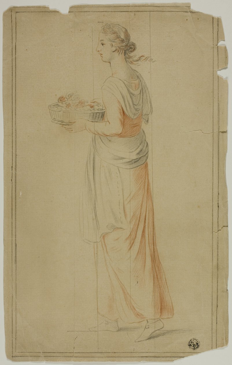 Stojící dívka drží košík od Unknown artist