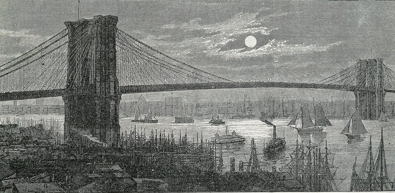 Brooklynský most, New York od Unknown artist