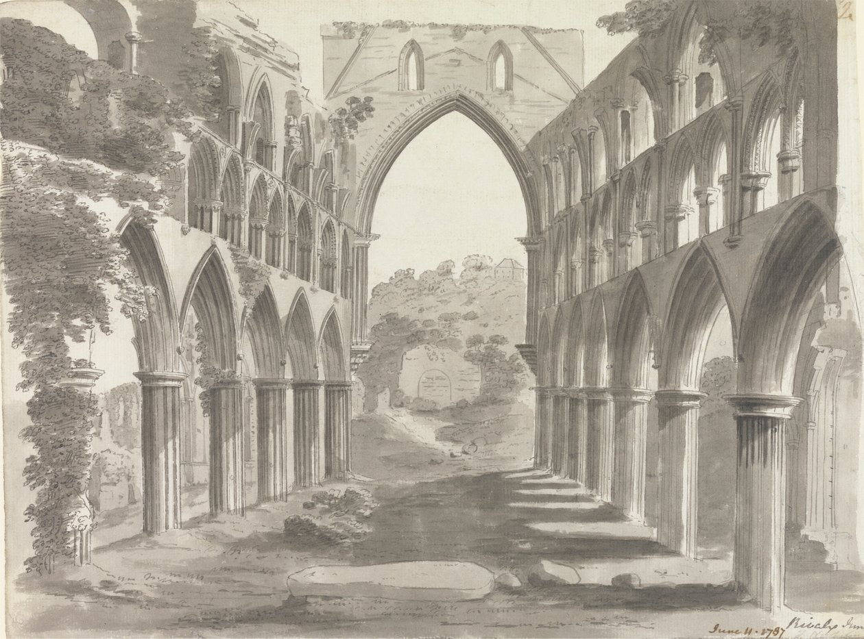 Hlavní loď opatství Rievaulx, Yorkshire od Unknown artist