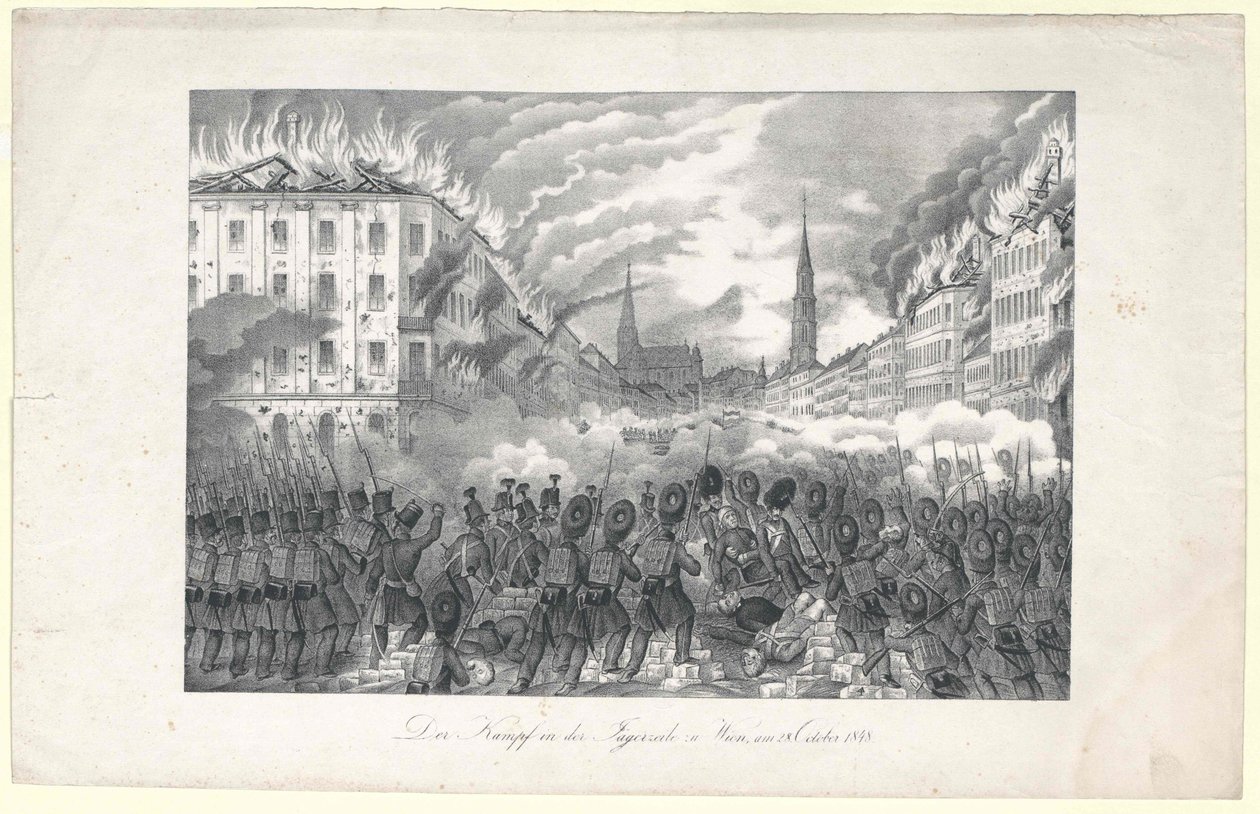 Boj v Jaegerzeile do Vídně od Unknown artist