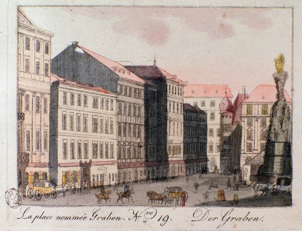 Pohled na náměstí Graben ve Vídni. od Unknown artist