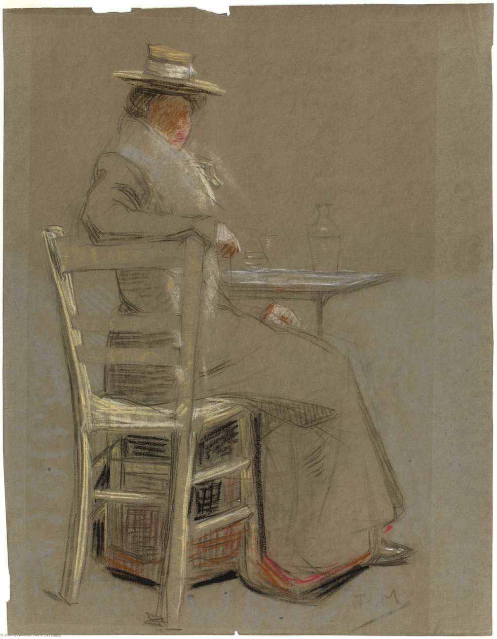 Žena sedící u stolu od Unknown artist