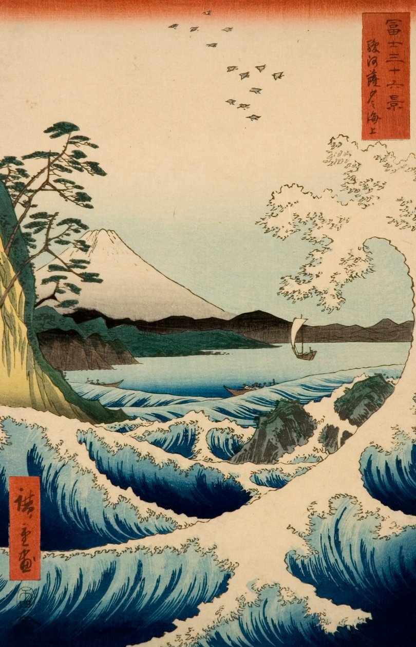 Moře v Sattě, provincie Suruga, ze série Třicet šest pohledů na horu Fudži od Utagawa Hiroshige