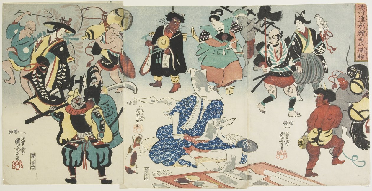 Populární fenomén O_tsu-e, 1848 od Utagawa Kuniyoshi