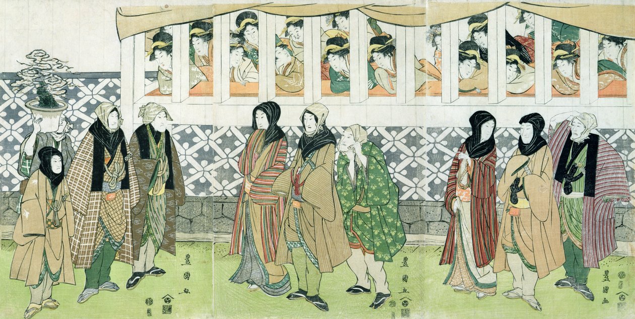 Herci jdou (barevný dřevoryt) od Utagawa Toyokuni