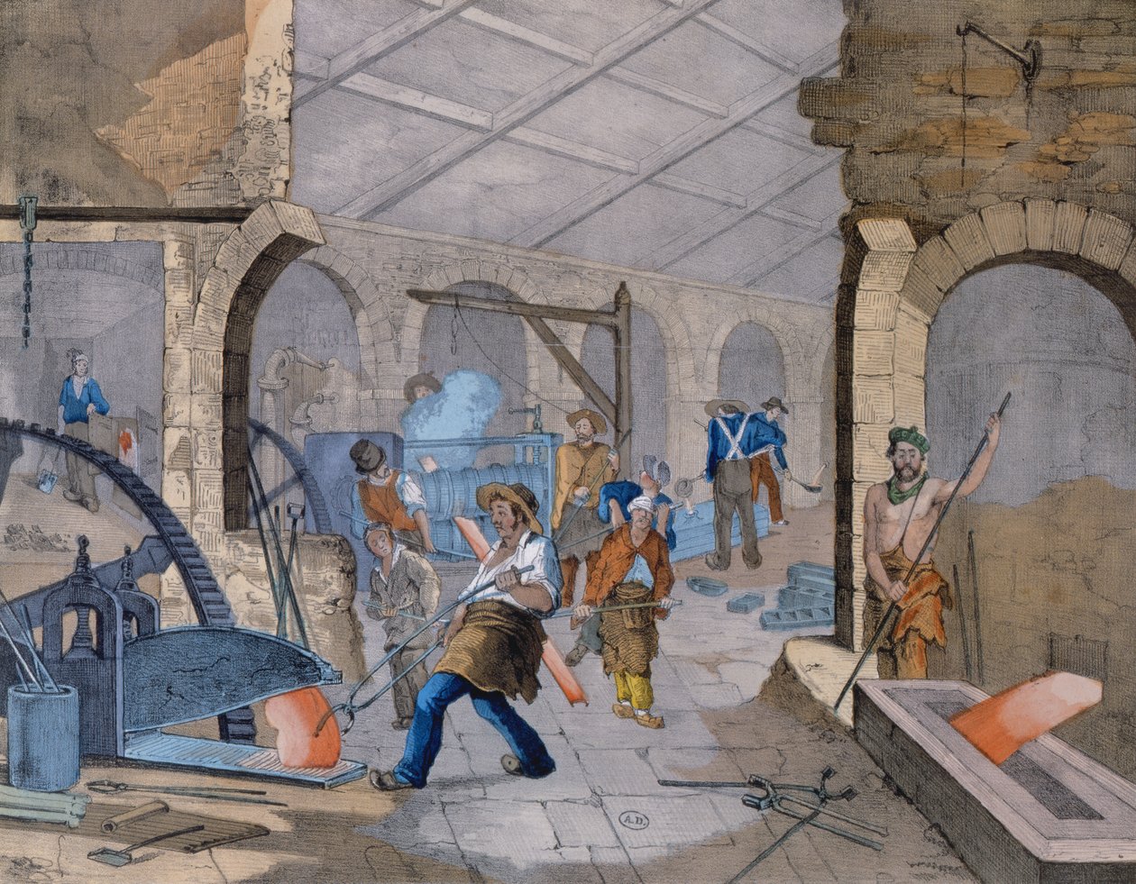 Železárny, kolem roku 1860 od V. Janson