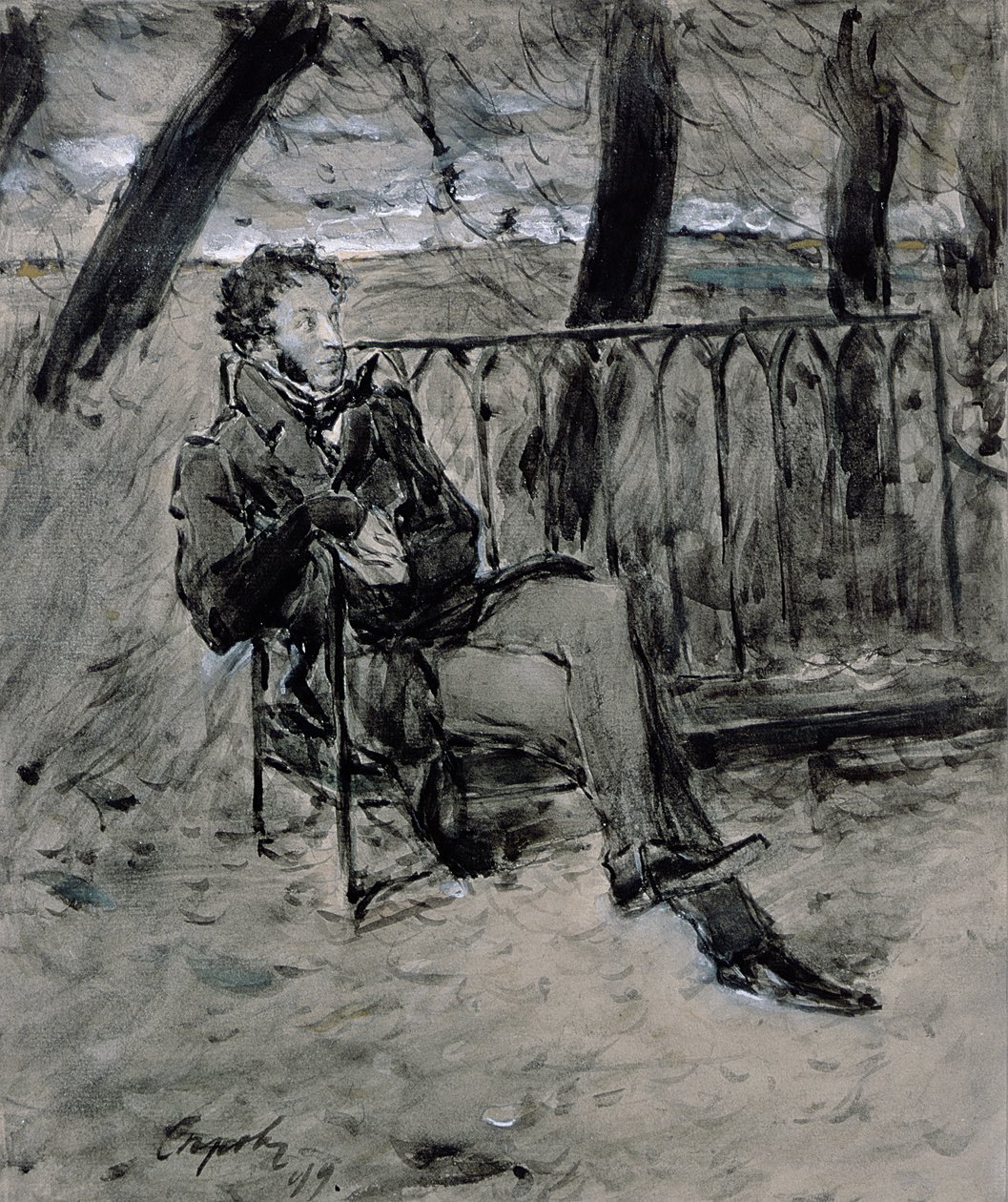 Alexander Pushkin (1865-1911) v parku, 1899 od Valentin Aleksandrovich Serov