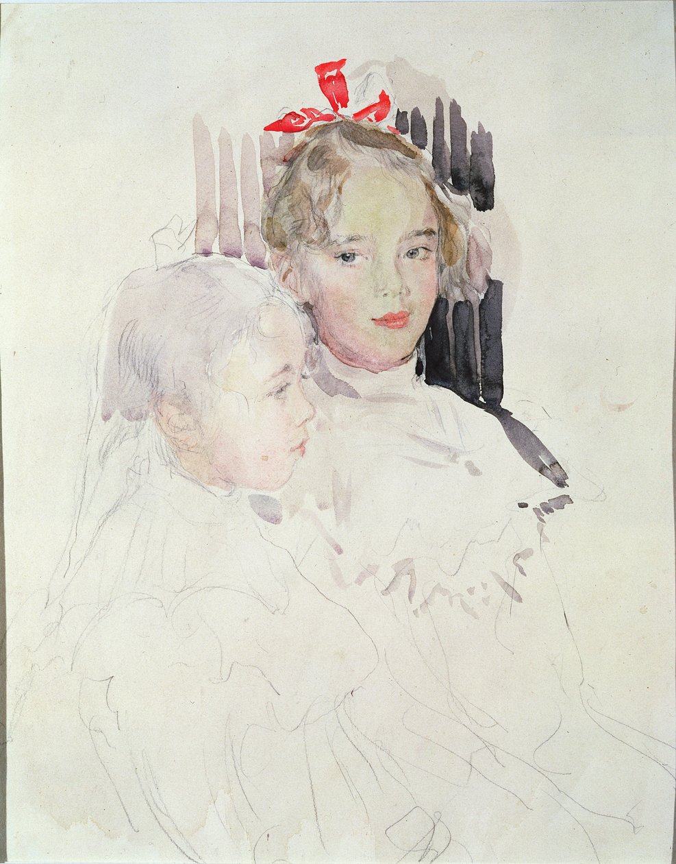 The Botkin Children (wc a tužka na papíře) od Valentin Aleksandrovich Serov