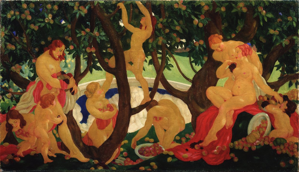 Sběr jablek, 1917 od Valentin Alexandrovich Yakovlev
