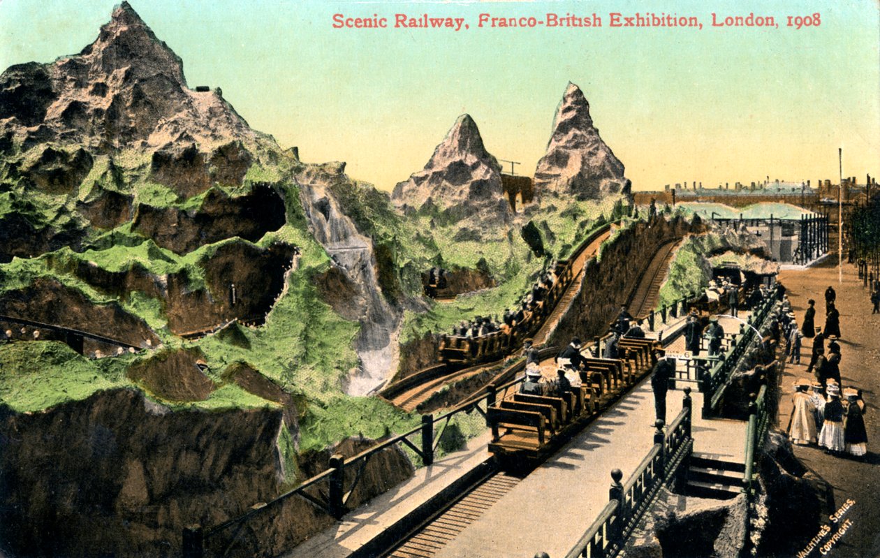 Scénická železnice, francouzsko-britská výstava, Londýn, 1908. od Valentine and Sons Ltd