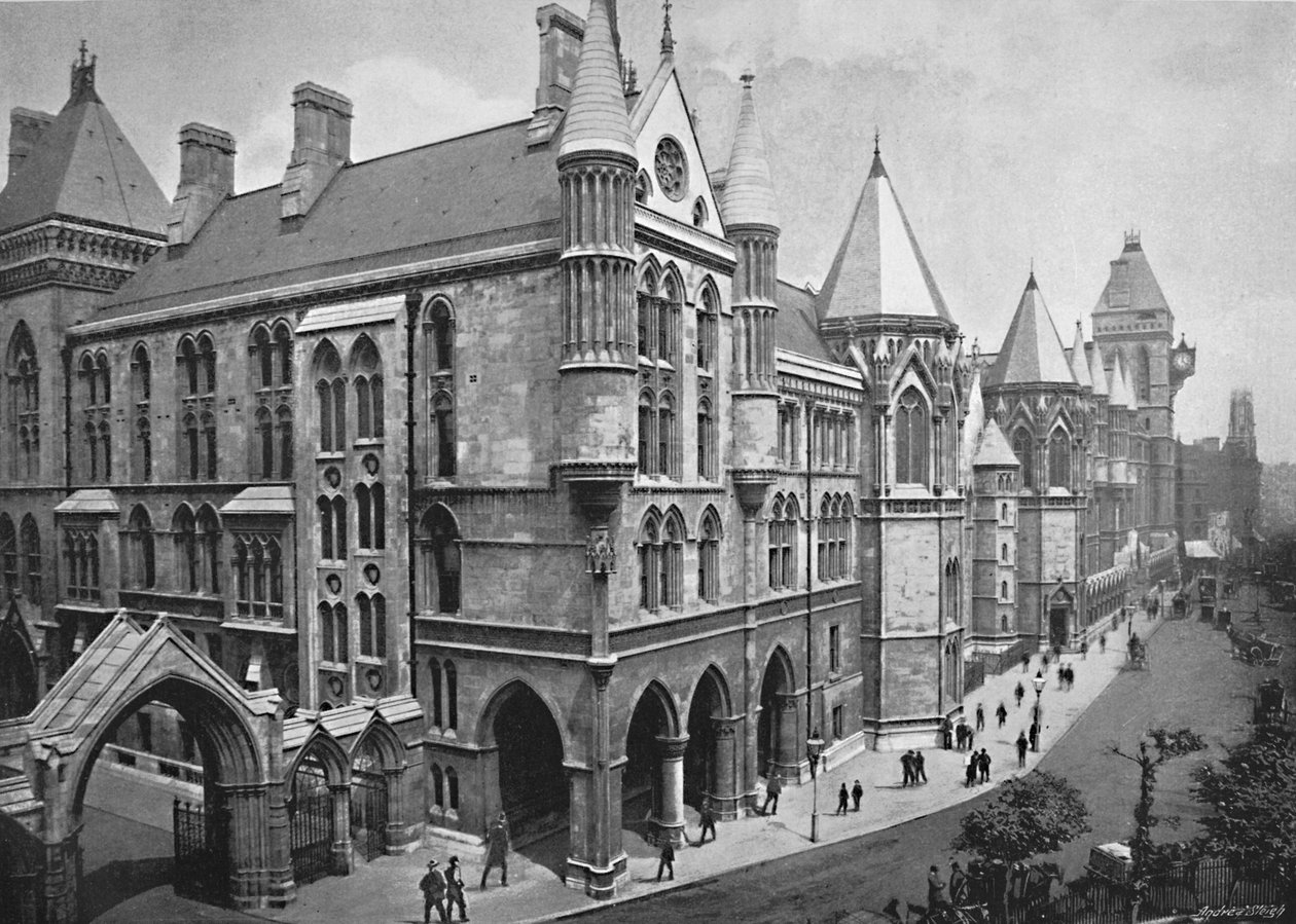 The New Law Courts, Londýn, c1896 od Valentine and Sons Ltd