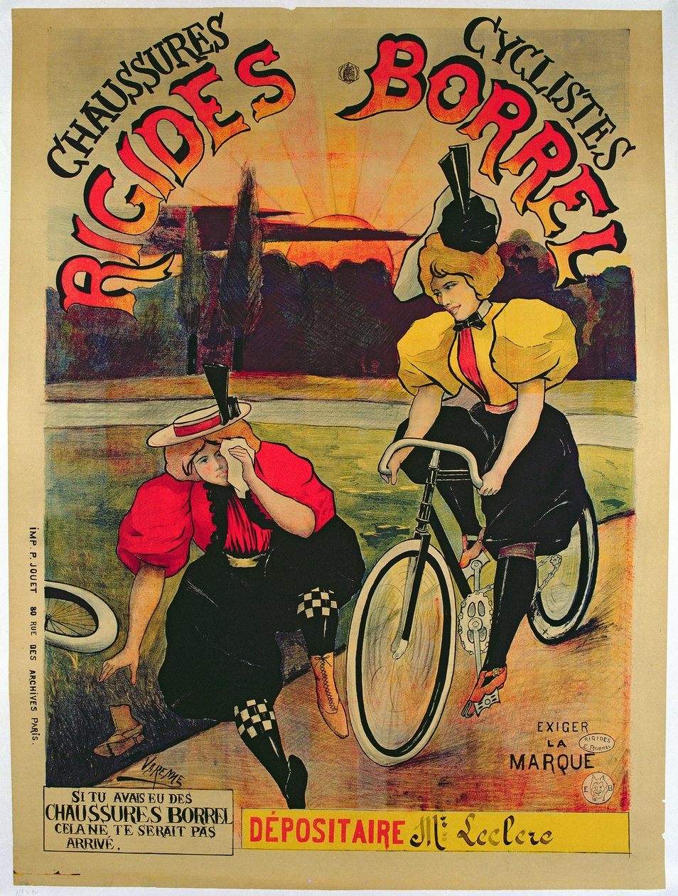 Plakátová reklama Borrel boty na kola, cca 1900 od Varenne