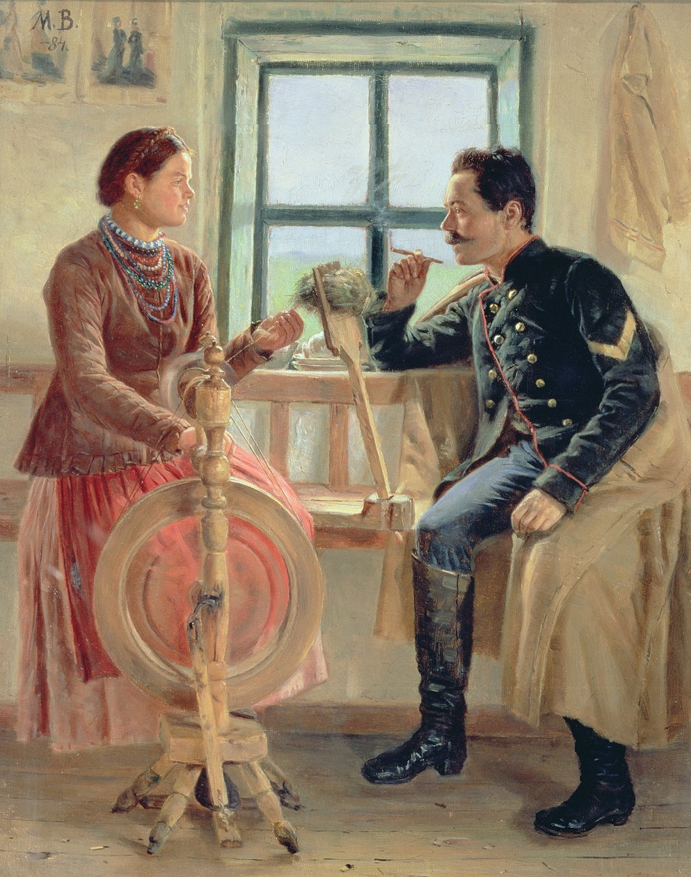 Talk at the Spinning Wheel, 1884 od Vasilev Mikhail Nikolaevich