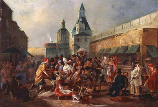 Stánek s občerstvením poblíž čínské zdi v Moskvě, 1856 od Vasili Egorovich Astrakhov