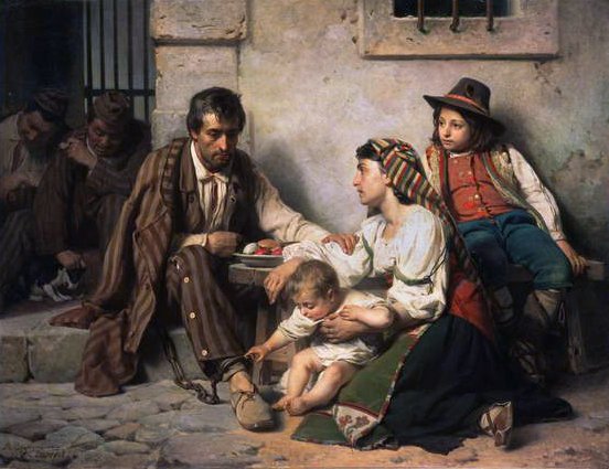 Vězeň se setkal s rodinou, 1868 od Vasili Vasilievich Vereshchagin