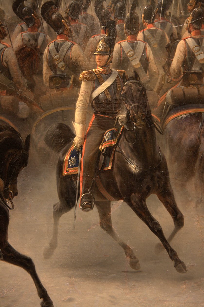 Útok na náměstí dekabristů plukem namontovaných stráží 14. prosince 1825 od Georg Wilhelm Timm