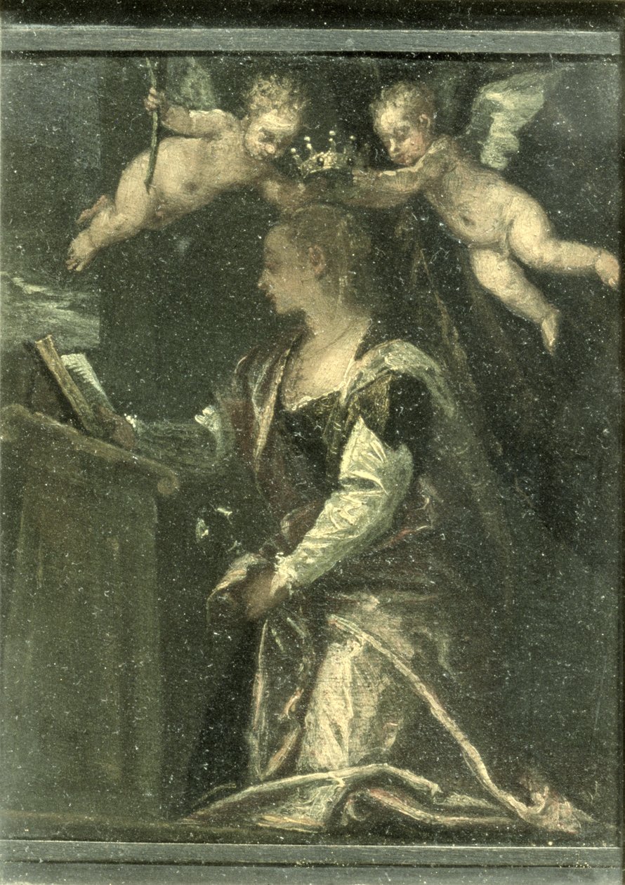 Svatá Agáta korunovaná anděly (panel) od Paolo Veronese