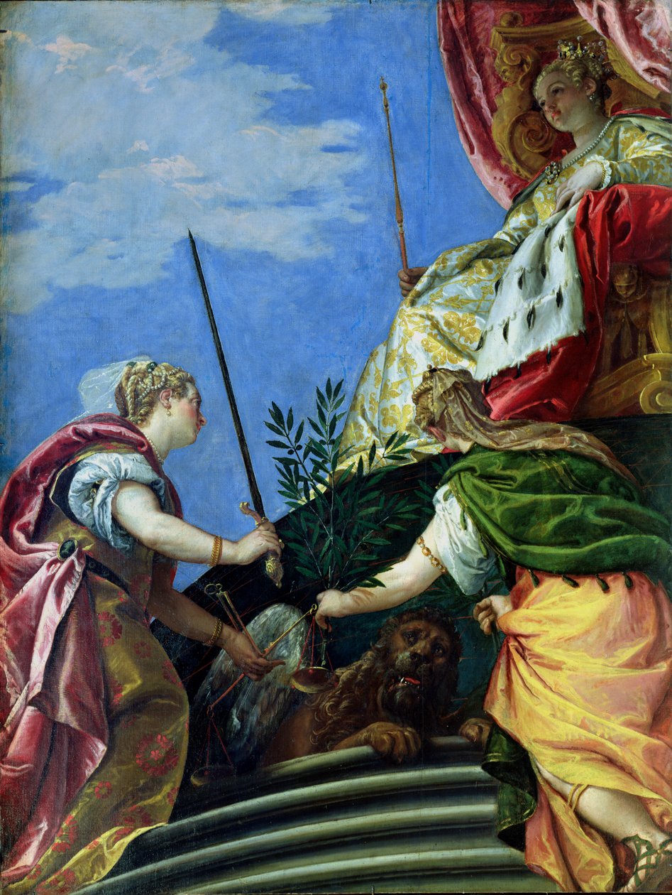 Benátky trůnící mezi spravedlností a mírem od Paolo Veronese